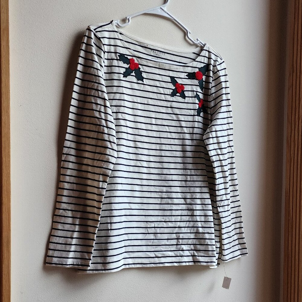 NWT Talbots Holly Striped Scoop Neck Jersey Size Petite Medium - Picture 3 of 16